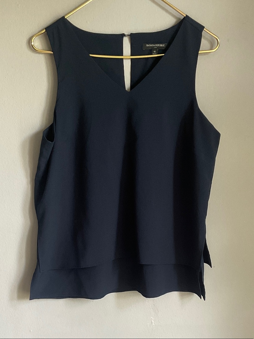 Banana Republic Navy V-Neck Layered Sleeveless Camisole